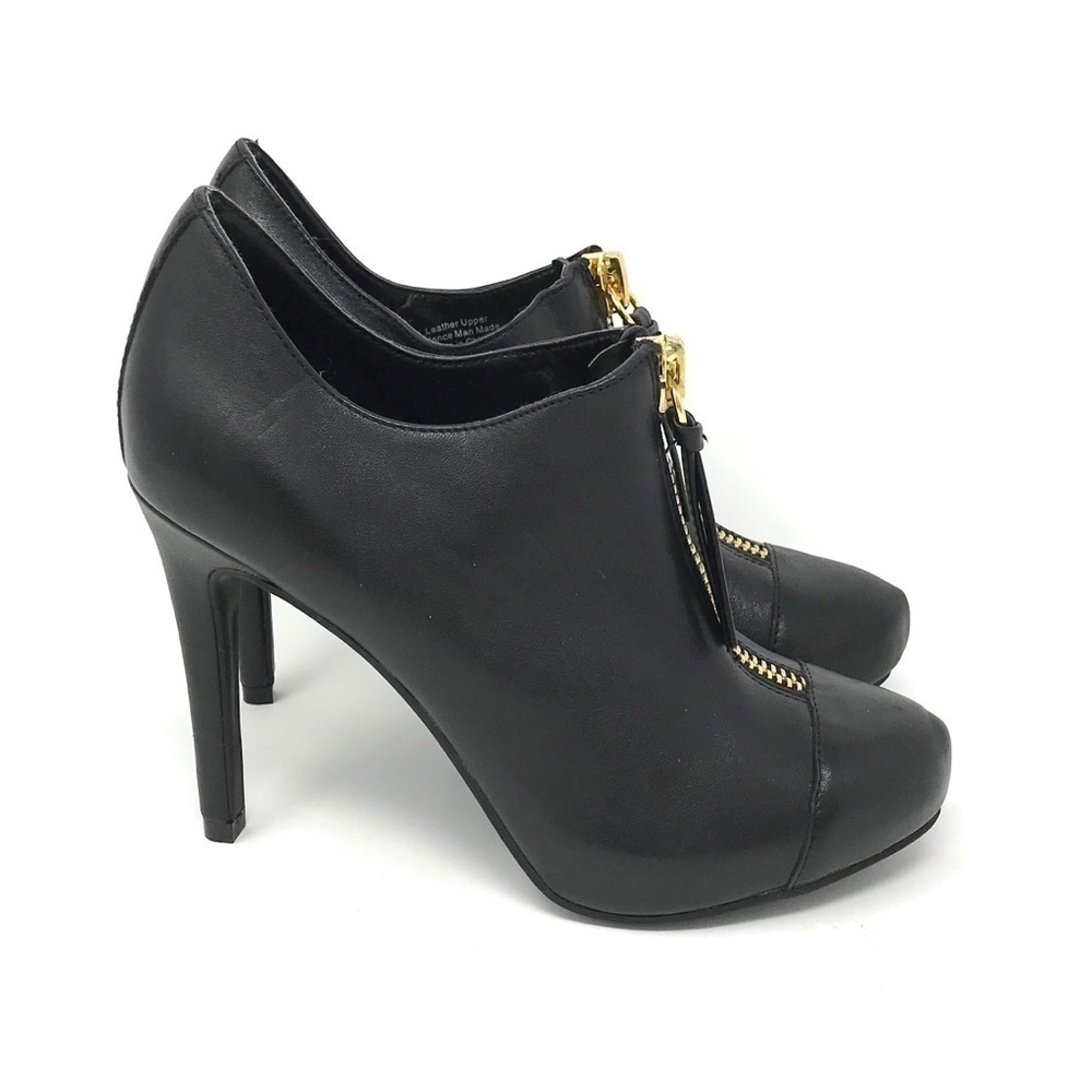 Bar III Carine Black Leather Heel Ankle Booties 6